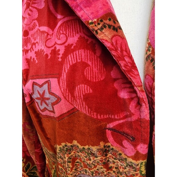 Pink Velvet Blazer Boho Size PM Colorful Comfort - Picture 2 of 10